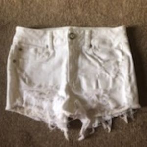 American eagle white high waisted jean shorts